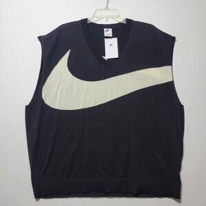Nike Golf Sweater Sleeveless Vest Mens XL Black With Cream Big Swoosh FD2873-010